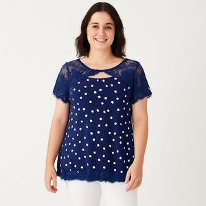 Soma polka dot & Lace Pajama Top Size S